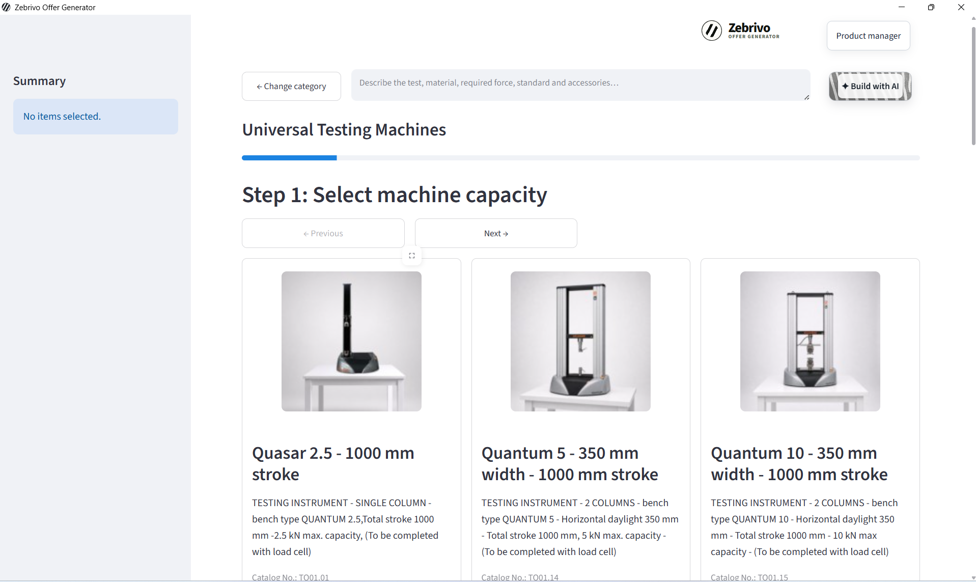 Zebrivo guided product configuration